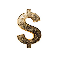 Golden Dollar Coin Isolated on White Transparent Background - High-Resolution Image for Financial, Business, and Currency Concepts