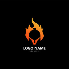 flame spartan logo design vector