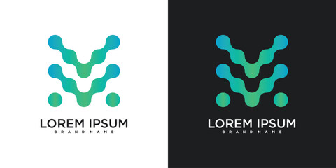 Letter M logo design template for technology company. Premium Vector