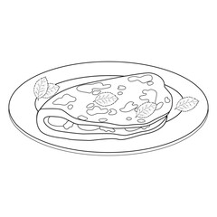 omelette dish line vector illustration