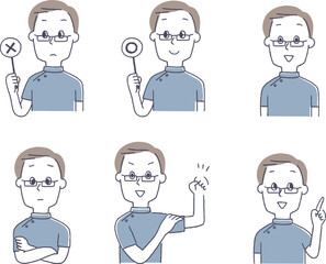 男性医師の表情セット