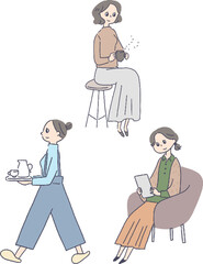 リラックスする女性のセット