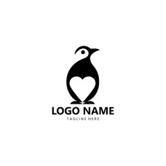 love penguin logo design vector