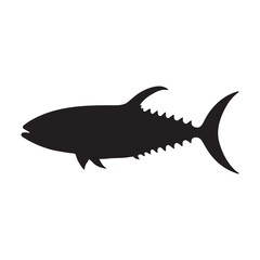 Graceful silhouette of a tuna, tuna silhouette vector illustration. tuna silhouette simple vector icon