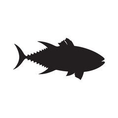 Obraz premium Graceful silhouette of a tuna, tuna silhouette vector illustration. tuna silhouette simple vector icon