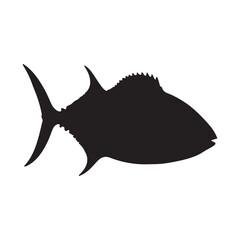 Graceful silhouette of a tuna, tuna silhouette vector illustration. tuna silhouette simple vector icon