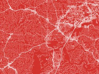 Christmas Map of Roswell  Georgia, USA in Snowy White on Festive Red Background.