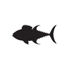 Graceful silhouette of a tuna, tuna silhouette vector illustration. tuna silhouette simple vector icon