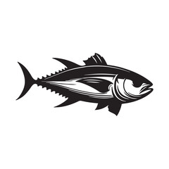 Graceful silhouette of a tuna, tuna silhouette vector illustration. tuna silhouette simple vector icon