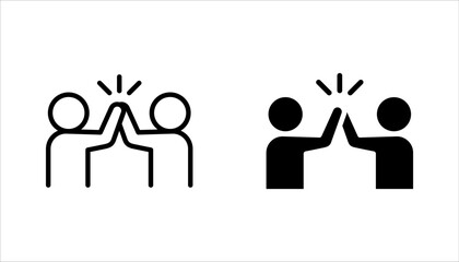 High five linear icon set. Success gesture. Collaboration. vector illustration on white background