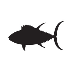 Graceful silhouette of a tuna, tuna silhouette vector illustration. tuna silhouette simple vector icon