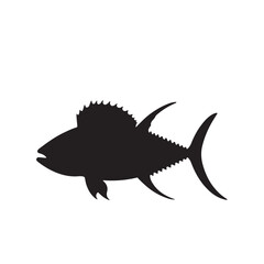 Graceful silhouette of a tuna, tuna silhouette vector illustration. tuna silhouette simple vector icon