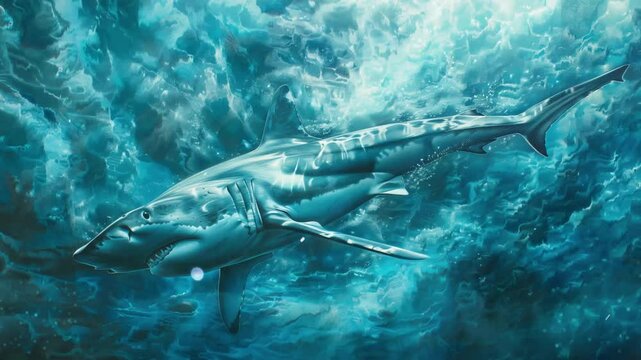 hammerhead shark seamless looping overlay 4k virtual video animation background