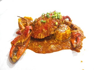 Spicy crab with sauce and corn 