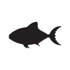 Graceful silhouette of a tuna, tuna silhouette vector illustration. tuna silhouette simple vector icon