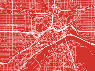 Christmas Map of Saint Paul Minnesota, USA in Snowy White on Festive Red Background.
