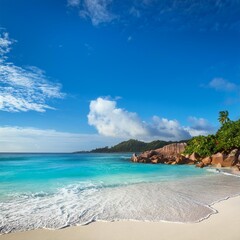 The Tranquil Beaches and Turquoise Waters of the Seychelles Islands, Offering Pristine Tropical Paradise Landscapes, Ideal for Relaxation and Exploration in the Indian Ocean