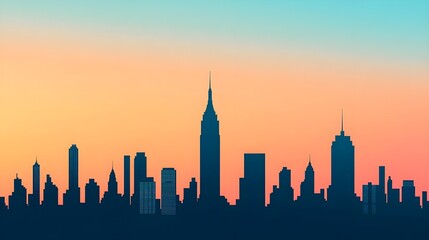 Fototapeta premium City Skyline Sunset Silhouette