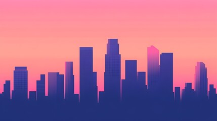 Cityscape Silhouette Pink Sunset