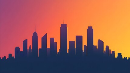 Fototapeta premium Cityscape Sunset Silhouette