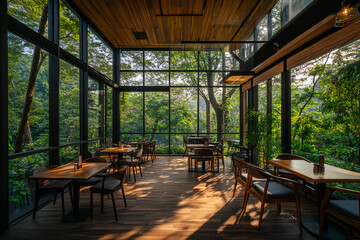 Stylish, superb view, forest restaurant, forest cafe.