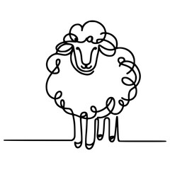 one line drawing sheep animal farm vector illustration template design
