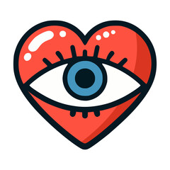 heart eye sticker trendy fashion lifestyle vector illustration template design