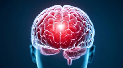 Human Brain Anatomy Neurological Science Red Blue 3D Render