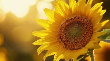 Fototapeta premium Golden Sunflower in the Sunlight