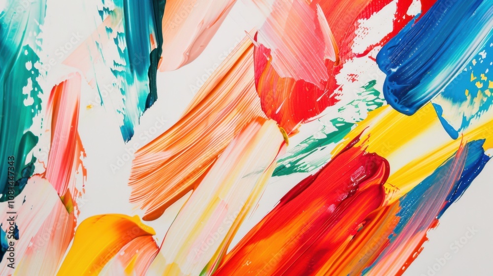 Aufkleber a captivating depiction of a variety of colorful, abstract brushstrokes blending together on a clean