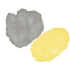 Yellow Grey Abstract Watercolor Shapes