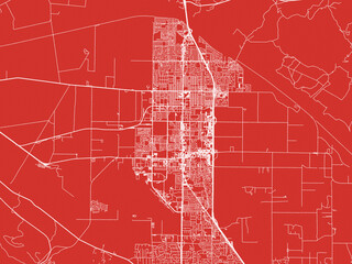 Christmas Map of Santa Maria California, USA in Snowy White on Festive Red Background.