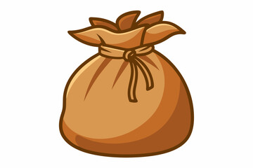 Burlap gift sack isolated on white background vector art illustration