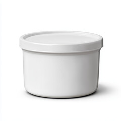 simple white food container with smooth surface and tight fitting lid, perfect for storage and organization. Ideal for various food items and kitchen use