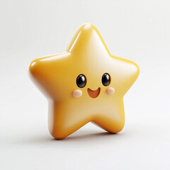 Cute smiling star character expressing happiness and joy