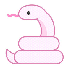 とぐろを巻くコミカルでかわいいピンクの蛇