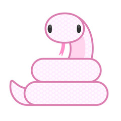 とぐろを巻くコミカルでかわいいピンクの蛇