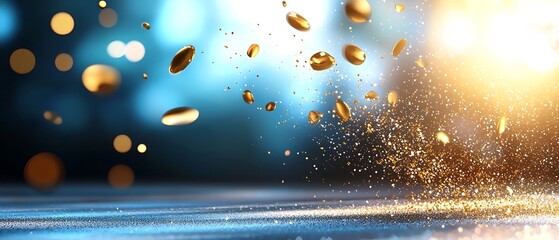 Shimmering golden and silver metallic glitter particles floating and sparkling in a magical backdrop  Elegant and luxurious festive abstract texture with a dazzling glow and radiant shimmer