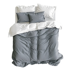 A colorful design of bed with modern style isolated on transparent background. PNG cutout.