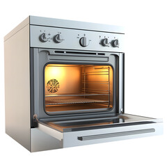 Full image of neat and clean oven isolated on transparent background