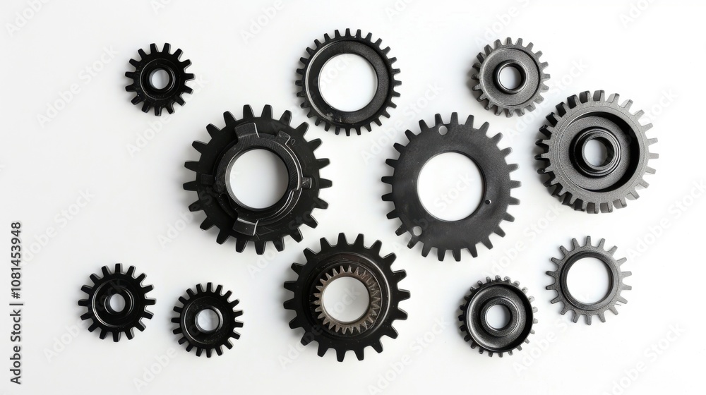 Poster A collection of gears in different sizes and shapes working together smoothly, Depicting the collaborative effort and efficiency of diverse teams, photography style