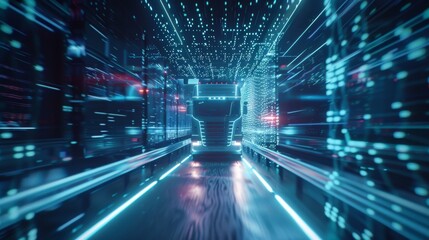 Fototapeta premium A logistics provider leverages 5G technology to track the location and movement of their entire fleet in realtime ensuring timely and accurate delivery.