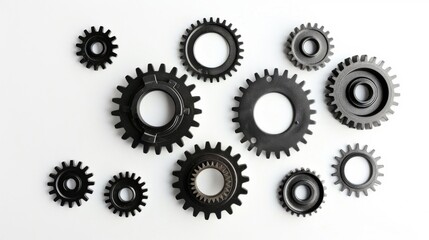 A collection of gears in different sizes and shapes working together smoothly, Depicting the collaborative effort and efficiency of diverse teams, photography style