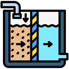 Demineralization flat outline color icon, use for UI, UX, app and web development, digital or print. for industry, education, business, ecology and environment, water treatment theme.