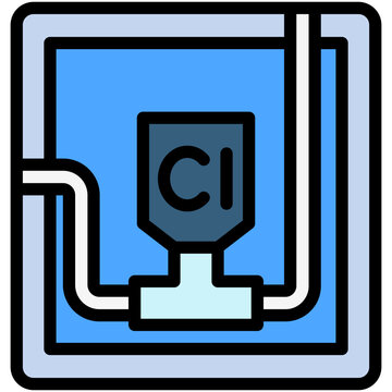 recommend clip art: Dechlorination flat outline color icon, use for UI, UX, app and web development, digital or print. for industry, education, business, ecology and environment, water treatment theme.