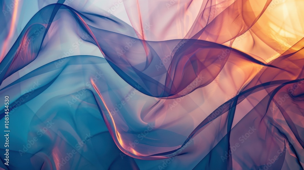 Poster A collection of overlapping abstract shapes in translucent layers, symbolizing the transparency and openness in diverse societies, photography style