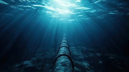 Fototapeta premium Underwater Pipeline with Sun Rays