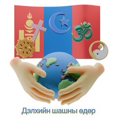 Beguiling 3D renders of World Religion Day Written in Mongolia Languages