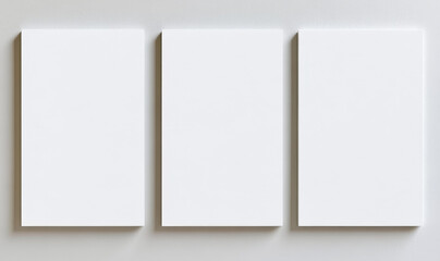 mockup Blank canvas trio for creative projects, ideal for art displays and presentations. Perfect for showcasing artwork or photography in minimalist style.