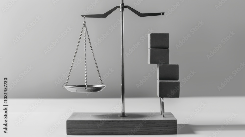 Aufkleber A compelling image of social equity, showing a balanced scale with different-sized blocks being adjusted to achieve equilibrium, Symbolizing the adjustment needed to achieve fairness